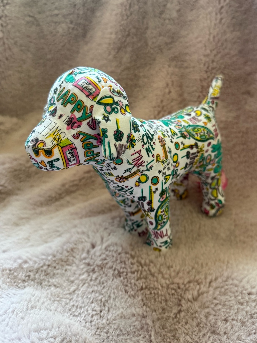 🎀Victoria’s Secret PINK Graffiti Dog Plush Mini Y2K Multicolor NEW